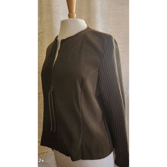 J8  Sag Harbor faux suade and sweater zip-up Jacket - Picture 2 of 8